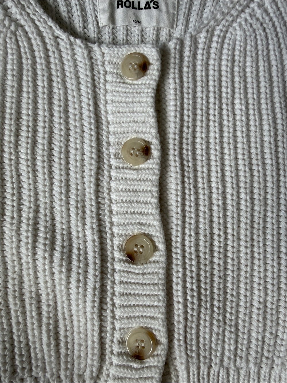 ROLLA'S Cream Ribbed Button-Front Knit Tank - Picture 3 of 4